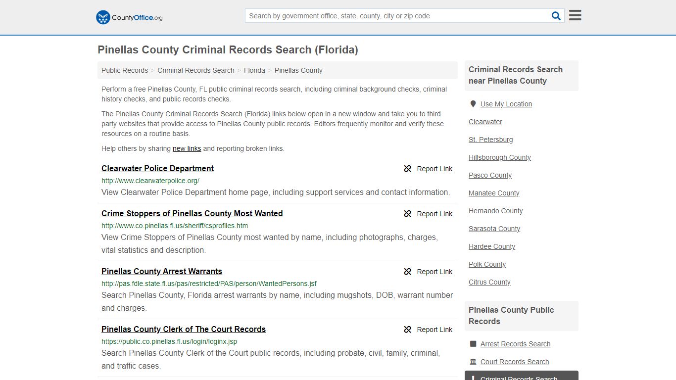 Criminal Records Search - Pinellas County, FL (Arrests ...
