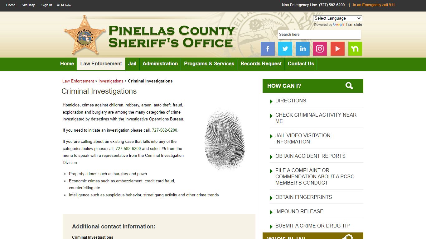 Criminal Investigations - Pinellas County Sheriff's Office